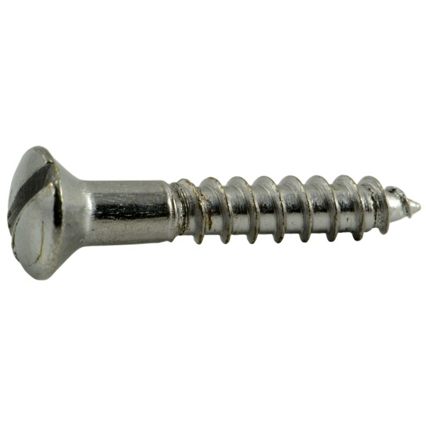 Midwest Fastener Wood Screw, #5, 3/4 in, Chrome Steel Oval Head Slotted Drive, 60 PK 62195 - main